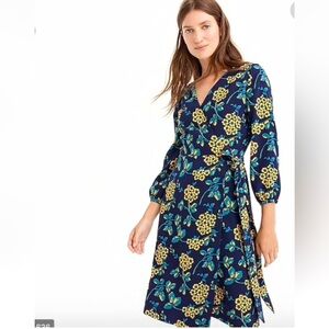 NWT J. Crew Golden Floral Wrap Dress 365 Crepe Size 8